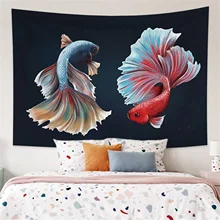 

Laeacco Good Luck Koi 3D Printed Tapestries Color Kio Carpets Bohe Hippie Wall Decor Cloth Chinese Style Decorations Yoga Mat