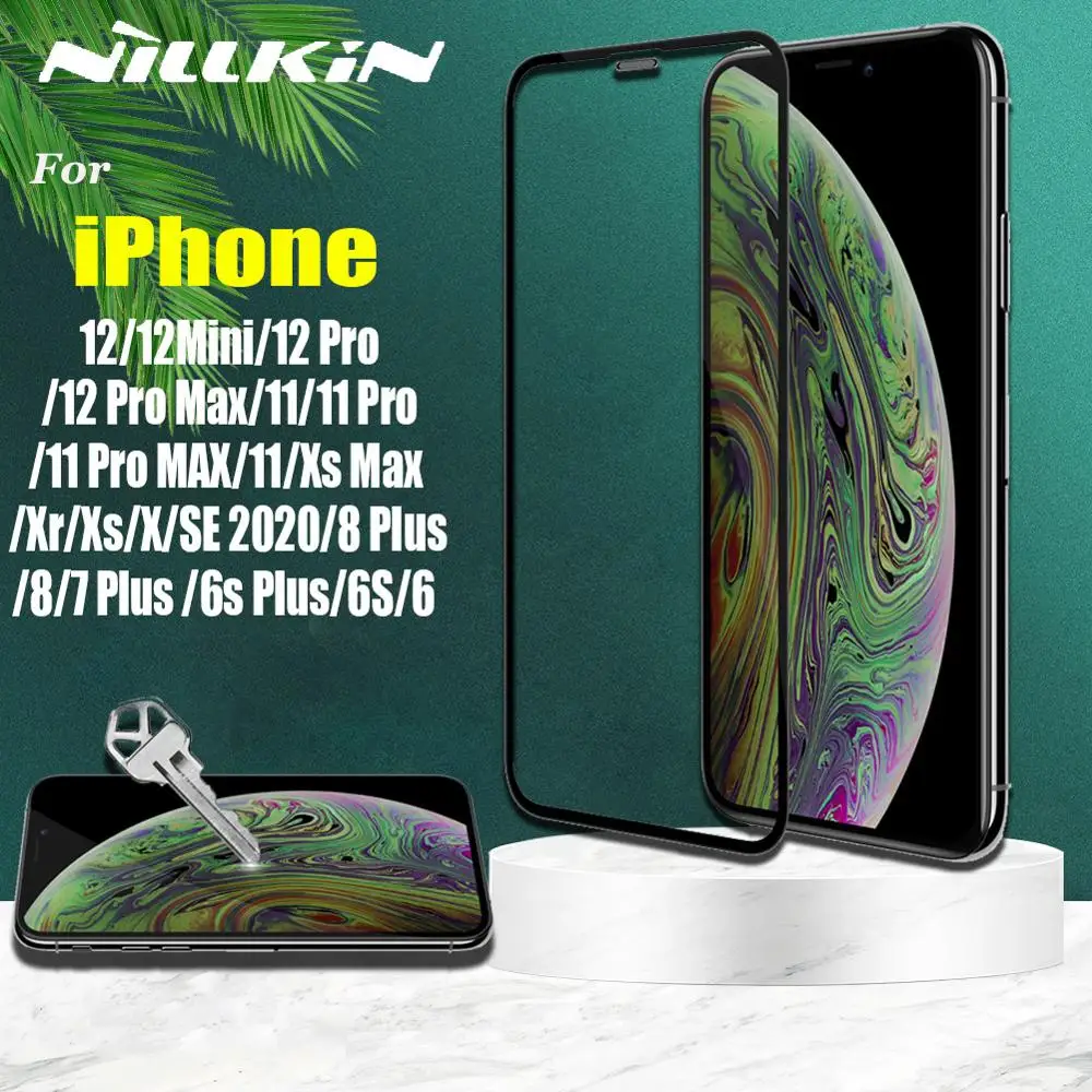 Закаленное стекло для iPhone 12 Pro Max Mini 11 Xs Xr X SE 2020 8 7 6S 6 Plus защита экрана Nillkin 3D полное
