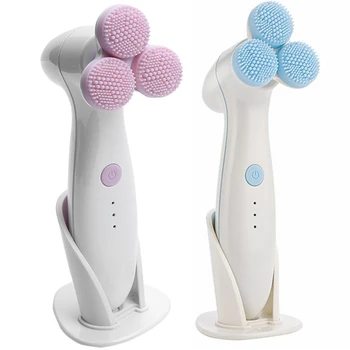 

Sonic Facial Cleaner Brush Deep Cleaning 3 Wheels 3D Cleansing Brush Electric Face Massager Scrubber Skin Care Beauty Device