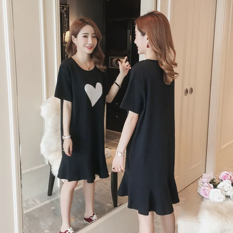 

Short Sleeve Nightgown Women's Summer Nightgown Black And Blue Heart Fishtail Skirt M-XXL (10 Yuan) to Fight a Lot of Usable Fig