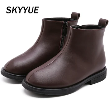 

New Winter Kids Ankle Boots Baby Girls Martin Shoes Children Genuine Leather Fashion Boots Boys Brand Black Boots Casual Boots