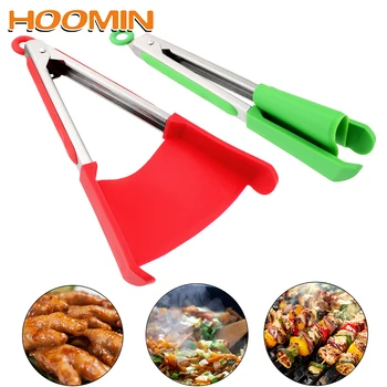 

HOOMIN Gadget Silicone Non-Stick 2 in 1 Kitchen Spatula and Tongs Heat Resistant Cooking Tools Bread Clip