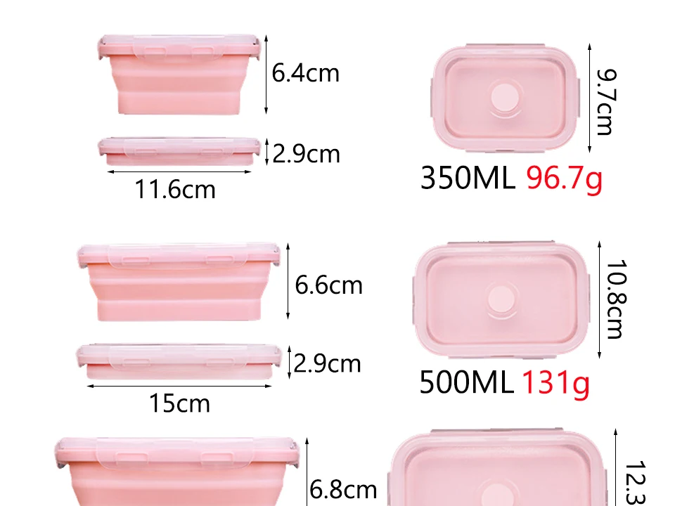Silicone Lunch Box Food Storage Container Bento BPA Free Microwavable Portable