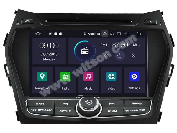 " Android 9,0 Pie OS автомобильный DVD Мультимедиа gps радио для hyundai Santa Fe/ix45 2013- с большим углом обзора ips экран