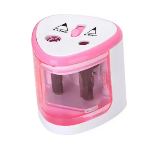 Dual Holes Battery Automatic Electric Pencil Sharpener School Office Stationery - Цвет: Розовый