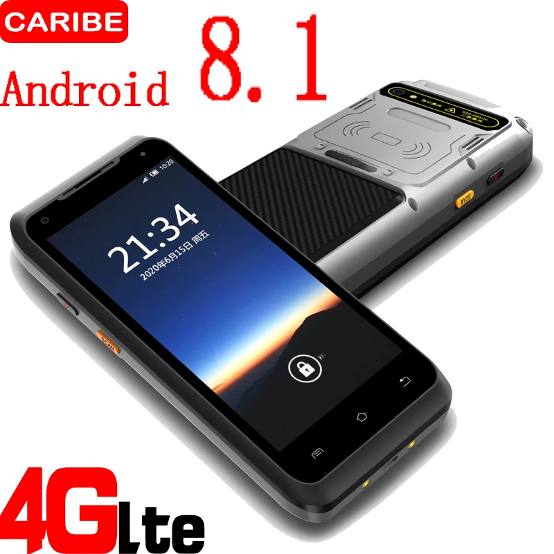 Caribe прочный КПК Android 8,1 телефон сканер штрих-кода 1D 2D UHF RFID ручной терминал сбора данных 5,5 дюймов сенсорный экран