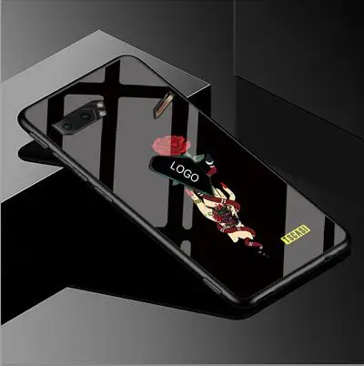 Черный Чехол для Asus ROG Phone2 ZS660KL из закаленного стекла с мультипликационным рисунком из мягкого силикона с узором чехол для ASUS ROG Gaming Phone 2 задняя крышка - Цвет: Черный
