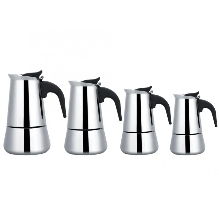 

Portable Espresso Coffee Maker 100ml 200ml 300ml 450ml Moka Pot Stainless Steel Coffee Brewer Kettle Pot