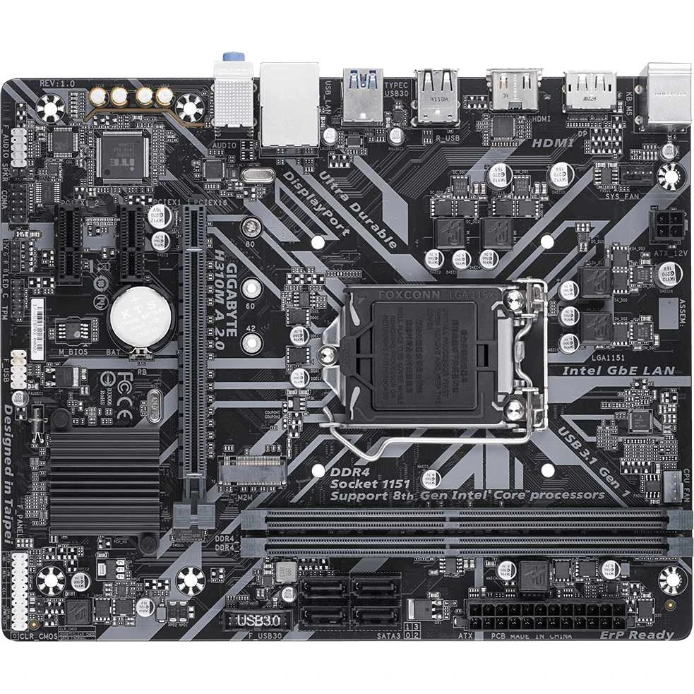 Материнская плата Gigabyte H310M A 2.0 Soc-1151v2 Intel H310 2xDDR4 mATX AC`97 8ch(7.1) GbLAN+HDMI+D