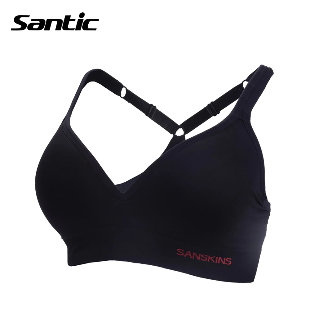 Santic, женские спортивные бюстгальтеры, пуш-ап, эластичные, для велоспорта, для тренировок, топы, короткие, для бега, спортивный бюстгальтер, топ, для фитнеса, йоги, Спортивная футболка, жилет