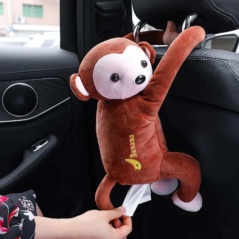 Креативная Автомобильная подвесная коробка из ткани с обезьяной пипи, поднос на заднее сиденье автомобиля с большим лицом, обезьяна DXY88