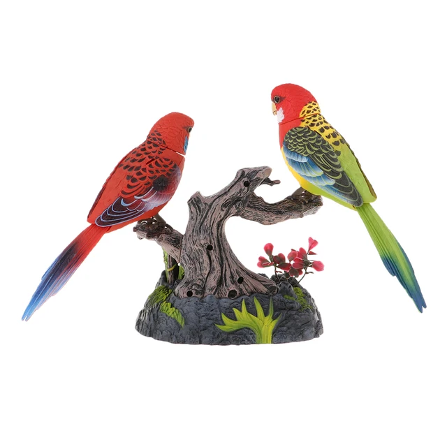 Electric Battery Operated Birds Toys Simulated Induction Sound Control Voice-Activated Talking Parrots Moving Pets 3