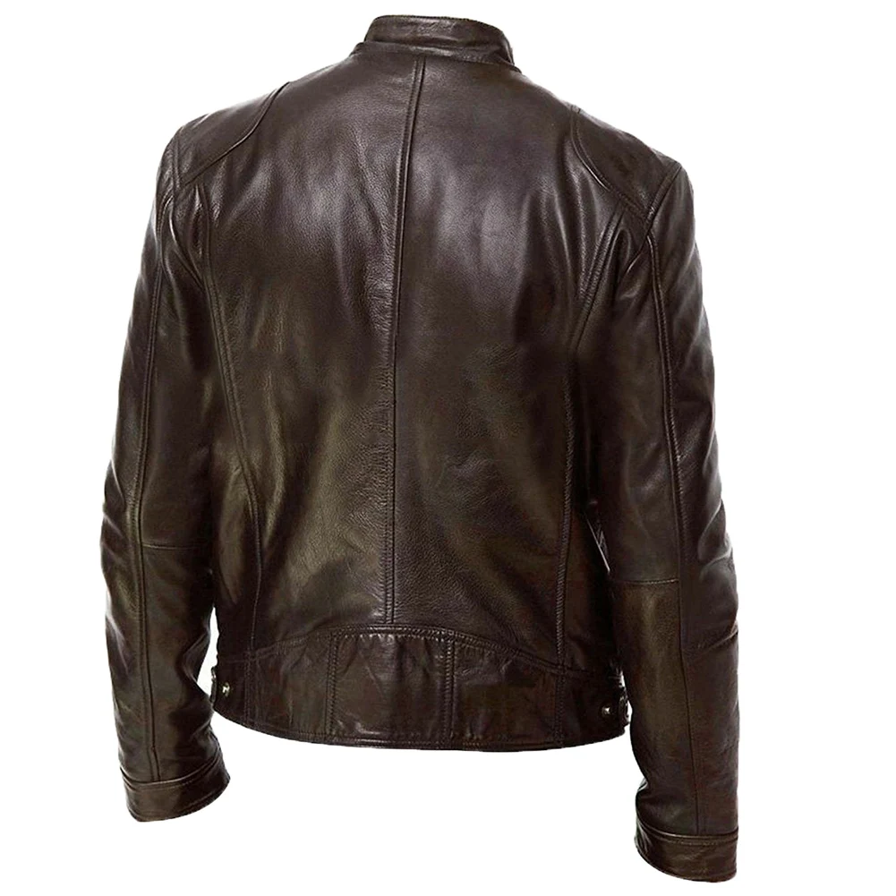 Осенняя мужская модная мотоциклетная кожаная куртка, повседневная куртка на молнии