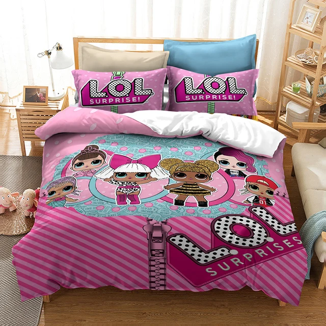 Lol Boneka Kejutan Tekstil Rumah Anak Anak 3d Sarung Quilt Poliester 100 Set Tempat Tidur Mewah Tiga Potong Sarung Bantal Selimut Penutup Set Tempat Tidur Aliexpress