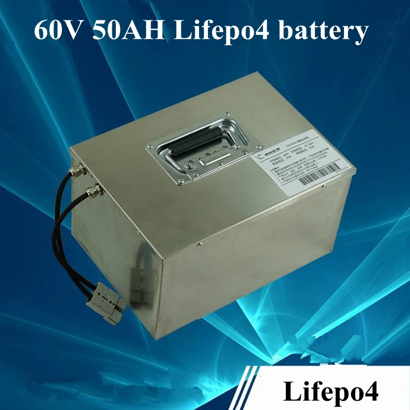 60 в 50Ah Lifepo4 аккумулятор Встроенный BMS металлический корпус не свинцово-кислотный для RV двигатель электрокара Электрический велосипед 1800 Вт 3000 Вт мотор+ 5А зарядка