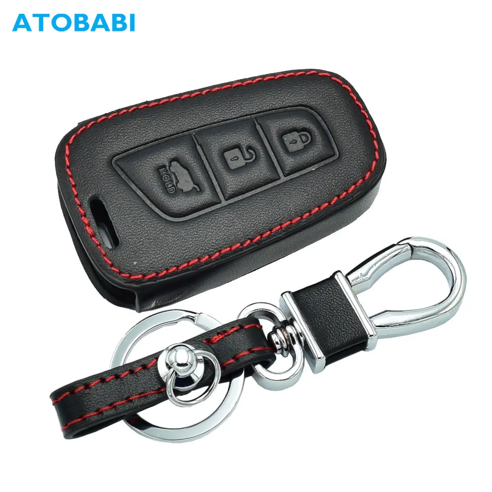 Кожаный чехол для ключей с 3 кнопками hyundai Grand Santa Fe IX45 Smart Remote Fob Shell защитная сумка