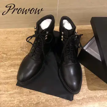 

Ollymurs Hot Black Genuine Leather Gladiator Lace Up Short Boots Gladiator Lace Up Thick Heel Winter Boots Shoes Women