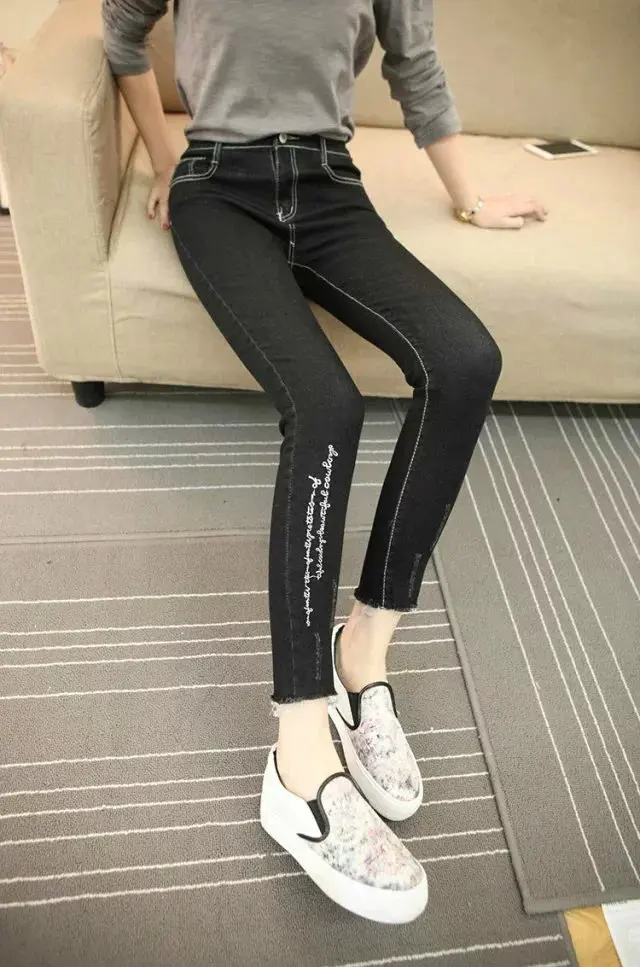 Spring And Summer Light Color New Style Versitile Fashion Korean-style Trend WOMEN'S Stretch Jeans Slim Fit High-waisted WO