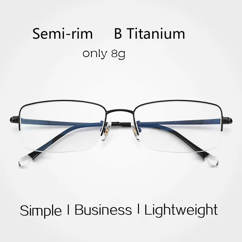 

Semi-rim Titanium Spectacle Frame Lightweight Myopia Glasses Men Blue Light Clear Eyeglasses Lentes Opticos Para Mujer Eyewear
