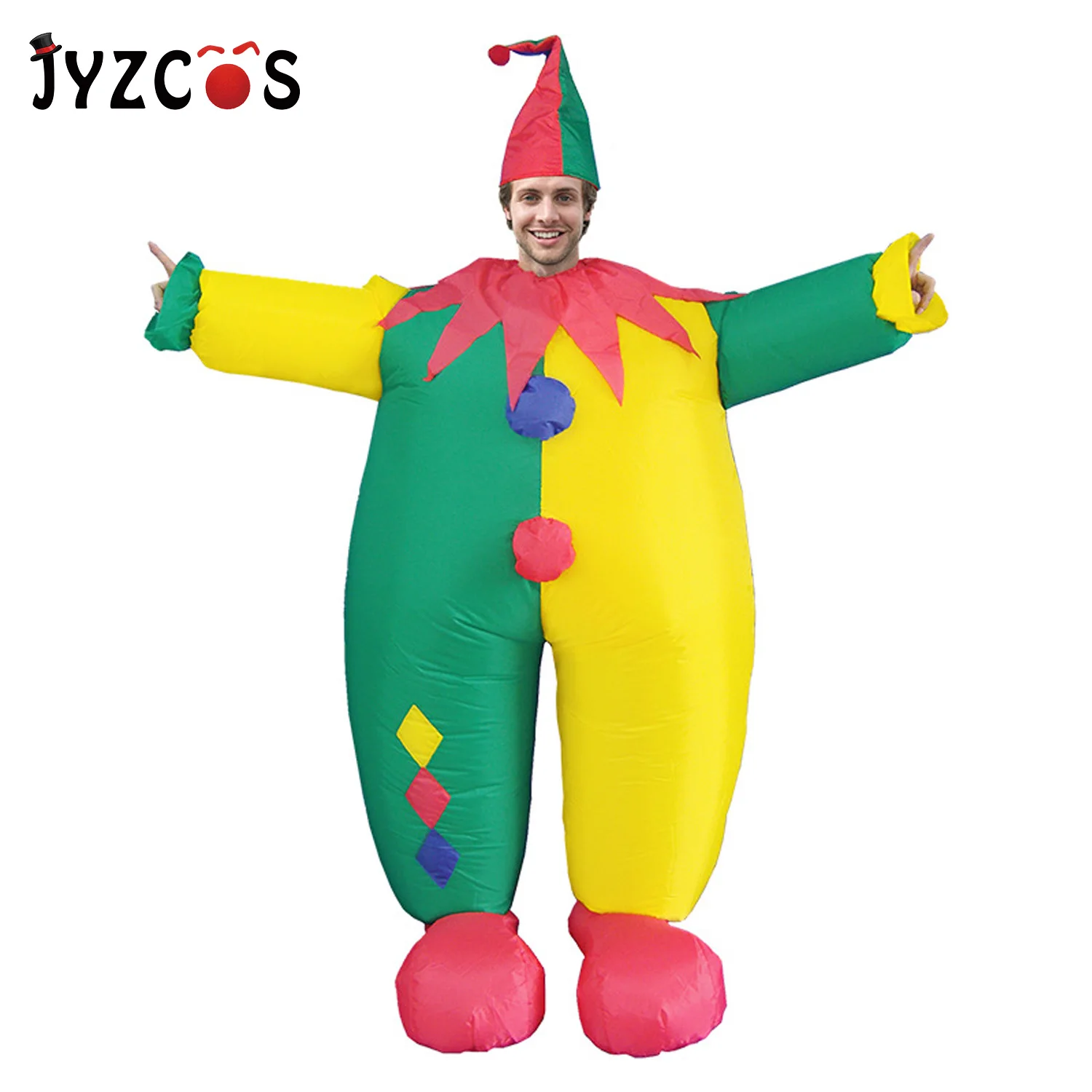 JYZCOS надувной костюм клоуна для взрослых забавная игра платье костюмированной