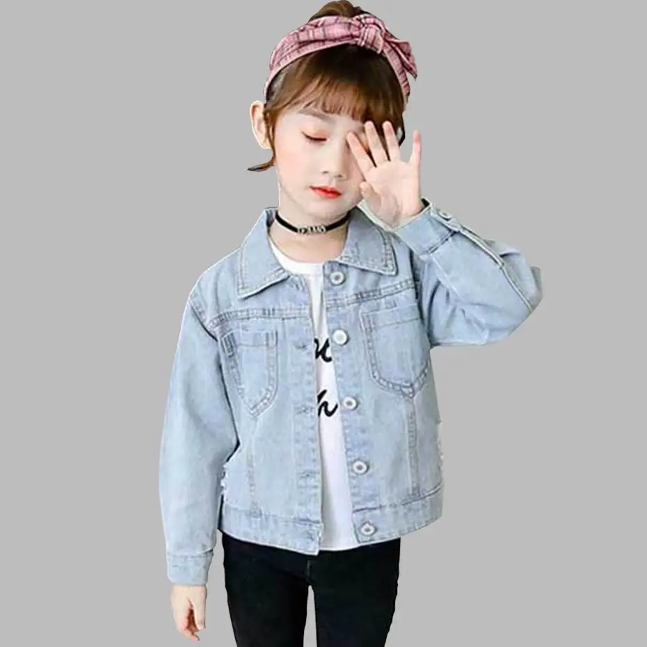 

Childrens' Jacket Patchwork Denim Jacket For Girls Star Mesh Kids Jacket Coat Spring Autumn Novelty Clothes For Girls 6 8 10 12
