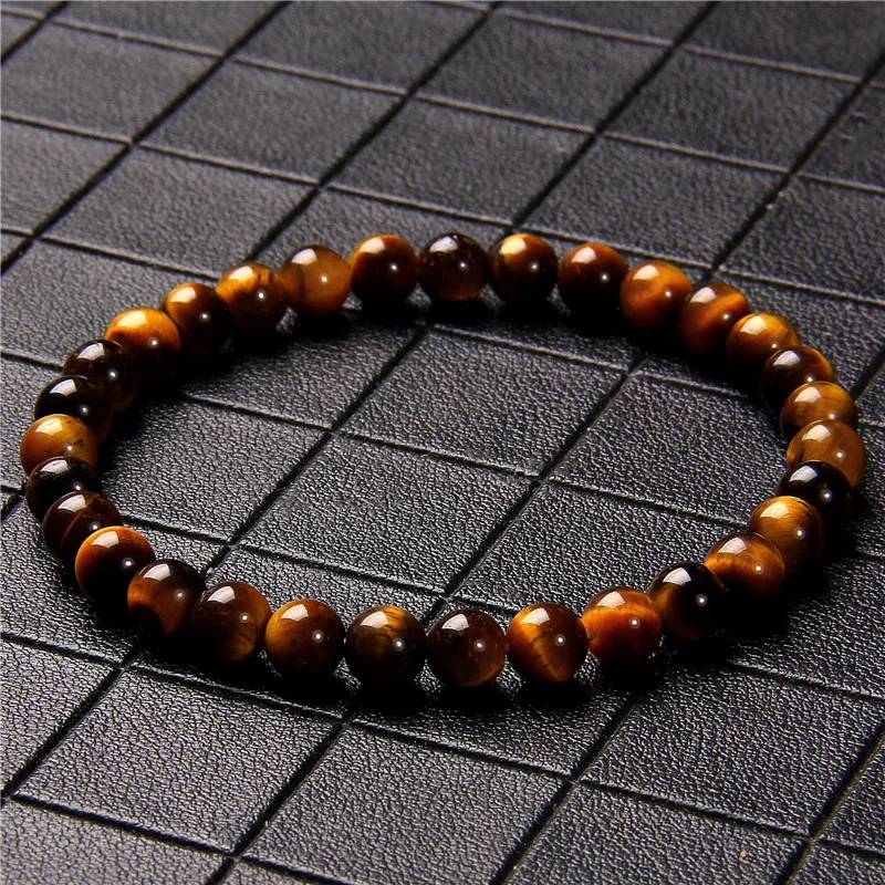 Natural Stone Beads Bracelet 6mm Round Tiger Eye Agates Turquoises Beads Stretch Bracelet for Women Men Yoga Jewelry Gifts