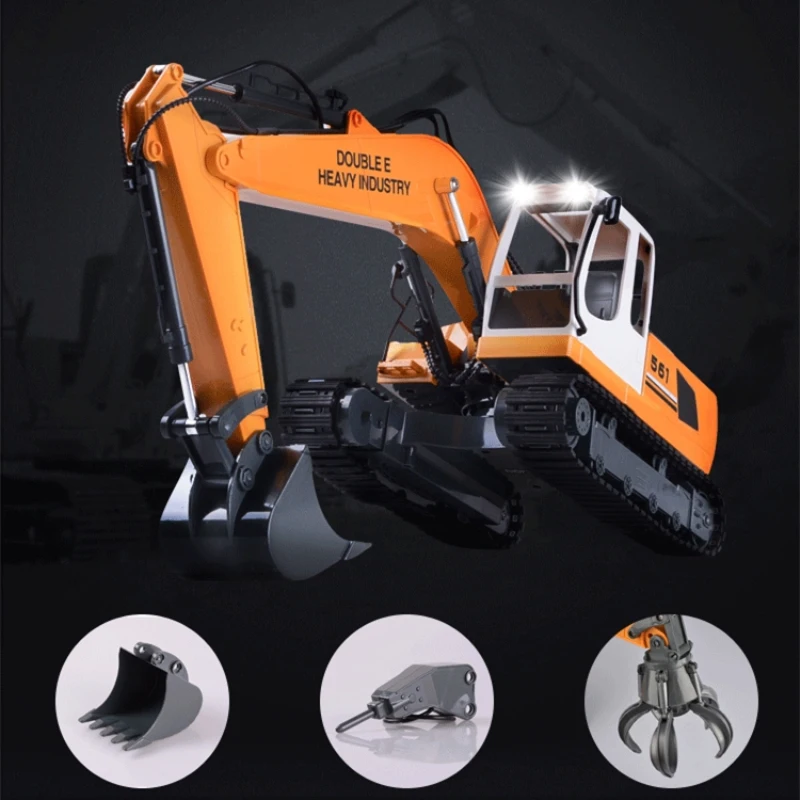 64CM Simulation RC Excavator 660 Degree Rotation Console Telescopic Boom Alloy Bucket DIY Assemble Pile Head And Grab RC Truck 2