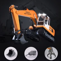 64CM Simulation RC Excavator 660 Degree Rotation Console Telescopic Boom Alloy Bucket DIY Assemble Pile Head And Grab RC Truck 2
