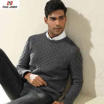 

PAUL JONES Men's Cable Stitch Crewneck Sweater Winter Warm Knitted Pullover Jumper Long Sleeve Thicken Sweaters Knitwear PJ0254