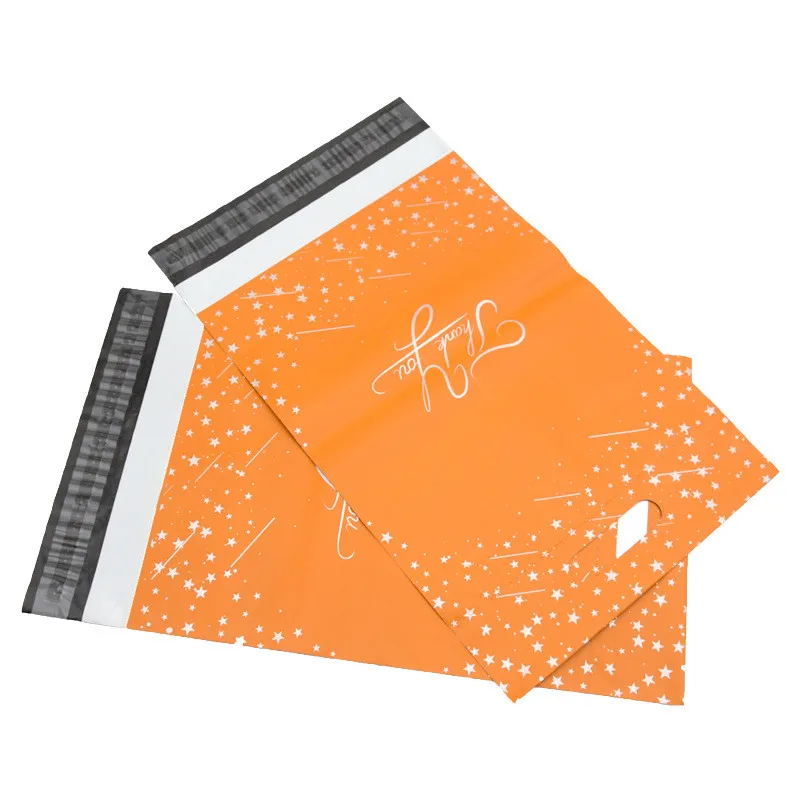 100Pcs 손잡이와 플라스틱 택배 가방 레드/옐로우 폴 리 메일러 감사합니다 토트 백 셀프 씰링 배송 봉투 25.5x33cm
