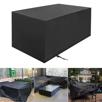 

75 Sizes Furniture Waterproof Cover For Rattan Table Cube Chair Sofa Rain Garden Patio Protective Cover Black and Silver