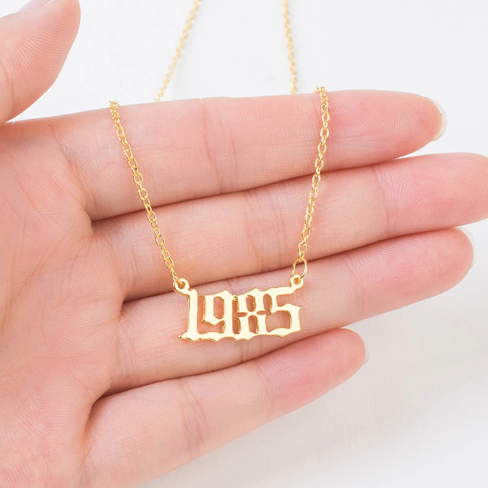 SUMENG New Arrival 2020 Fashion Year Number Necklaces Gold Color Long Chain Custom Year 1980 to 2020 Birthday Gift For Women