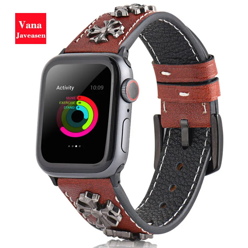 Вана Javeasen ретро кожаный ремешок для наручных часов для Apple Watch Series 4/3/2/1 Часы с крестом ремни для наручных часов iwatch 38 мм/40 мм/42 мм/44 мм Reloj