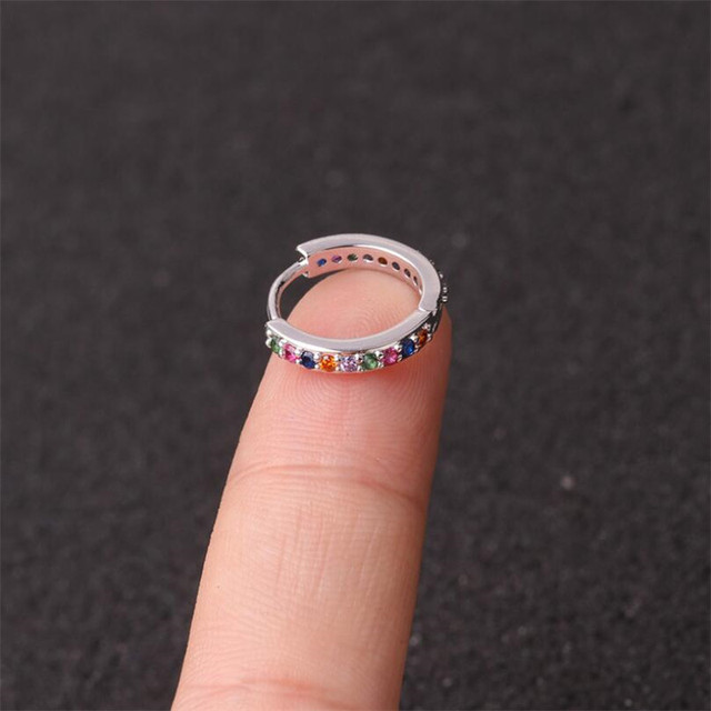 Gold Silver Colour Ear Piercing Jewelry CZ Helix Cartilage Earring Rook Hoop Snug Piercing Ring