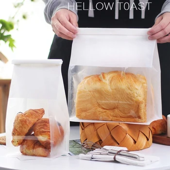 

25pcs Curling Transparent Bread Bag Packaging Toast Baking Bag Festival Party Desserts Bread Sealing Bags for Guests