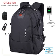 Crossten Многофункциональный 1" ноутбук рюкзак Водонепроницаемый Универсальный школьный Швейцарский дорожная сумка рюкзак usb порт зарядки