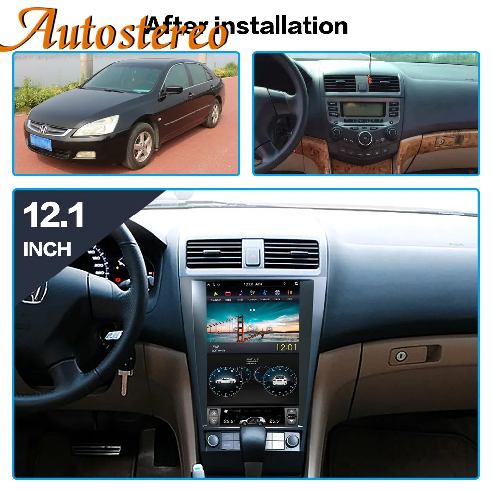 Tesla Style Android 9.0 4+64GB Car Audio GPS Navigation For Honda Accord 7 2003-2007 Car Head Unit Multimedia Player Auto Radio