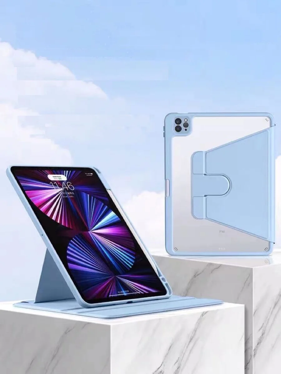 

Чехол для iPad с вращением на 360 °, подходит для Apple 2021Por 11 дюймов, защитный чехол Air4 со слотом для ручки, 12,9, чехол для планшета mini6