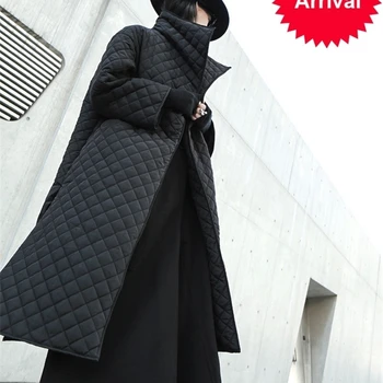 

Big Size Black Long Cotton-padded Coat Long Sleeve Loose Fit Women Parkas Fashion Tide New Spring Autumn 2020