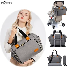 LEQUEEN Bolsa de pañales portátil multifuncional, bolsas de hombro grandes de viaje, almohadillas de mesa para cambiar pañales para cama de bebé, para el cuidado del bebé al aire libre