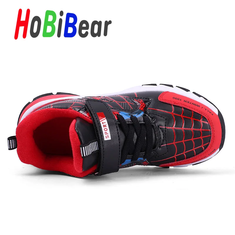 HOBIBEAR/повседневная школьная обувь для мальчиков; темно-синяя детская обувь для мальчиков; брендовые Детские кроссовки с рисунком; светильник для бега для мальчиков