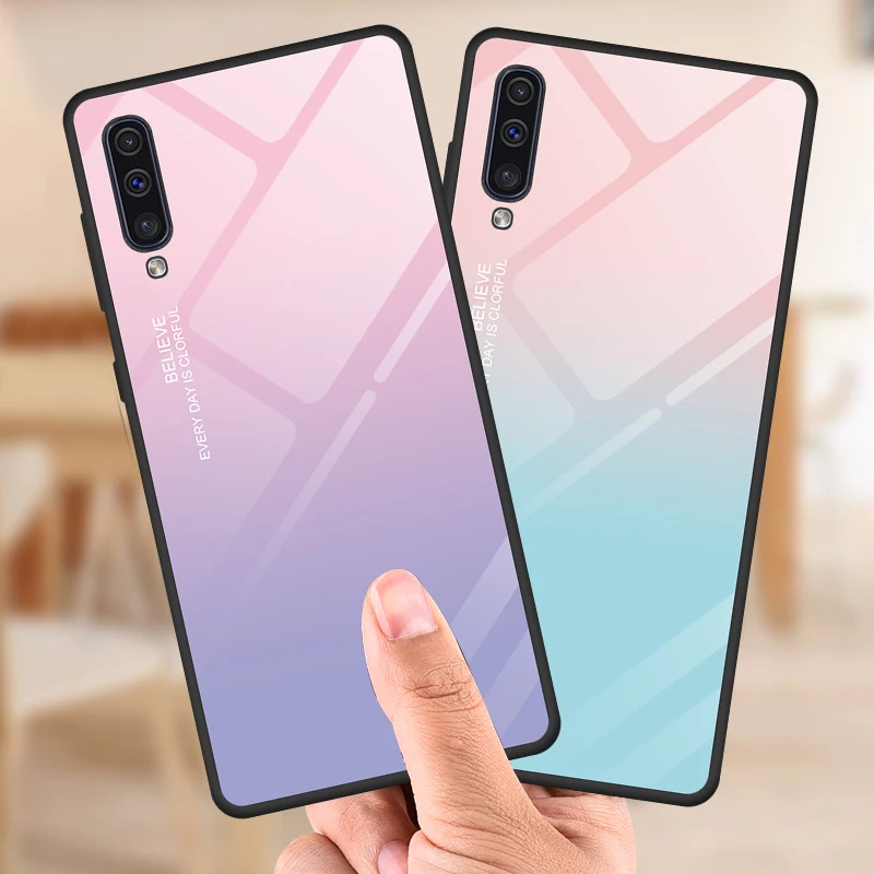 Для samsung A50 чехол для пары любовь сердце печатных закаленное стекло чехол для samsung Galaxy A10 A20 A30 A50 A70 Note 10 Plus Pro