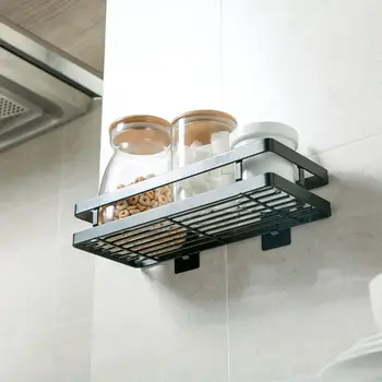 

Hot Kitchen Wall Mounted Storage Shelf Spice Rack Organizer Seasoning Jar Bottle Holder Shelves Bathroom Organizer Shower Caddy