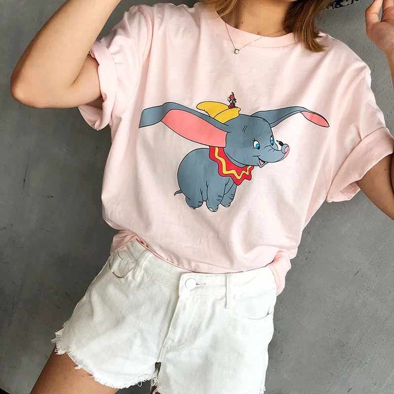 Забавный свободный стиль Kawaii одежда большого размера Топ Футболка женская Милая