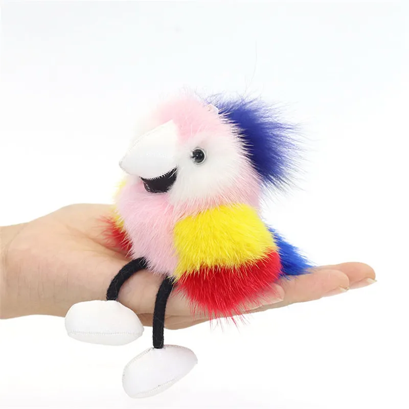 

Pompom Fluffy Parrot Keychain Imitation Fox Fur Ball Animal Bird Keychain Pom Key Ring Bag Wallet Car Pendant Key Ring.