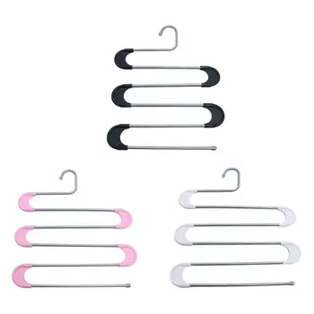 

4Pcs Space Saving S-Type 5 Layer Stainless Steel Scarf Pants Trouser Hanger Closet Hanger Rack Organizer Portable Folding Travel