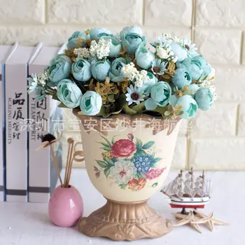 

Top Grade Imitation Flowers Artificial Flower 5 Head Printed Tea Bud Camellia Tea Rose Floristry Furnishings Home Decoration