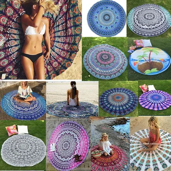 

150cm Retro Round Beach Towel Boho Mandala Printing Tapestry Wall Dropshipping Hanging Beach Mat Camping Outdoor Yoga Tablecloth