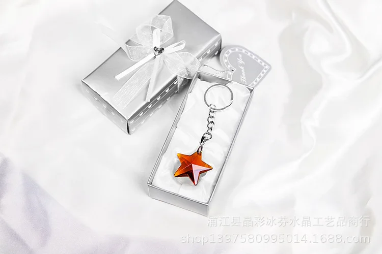 Manufacturers Direct Selling European Style Creative Wedding Gift Return Small Gifts Crystal Five-pointed Star Keychain Promotio
