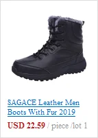 SAGACE PU Leather Boots Men Winter Shoes Warm Shoes Fashion Zipper Booties Mens Ankle Boots Black Booties Plus Size 1031